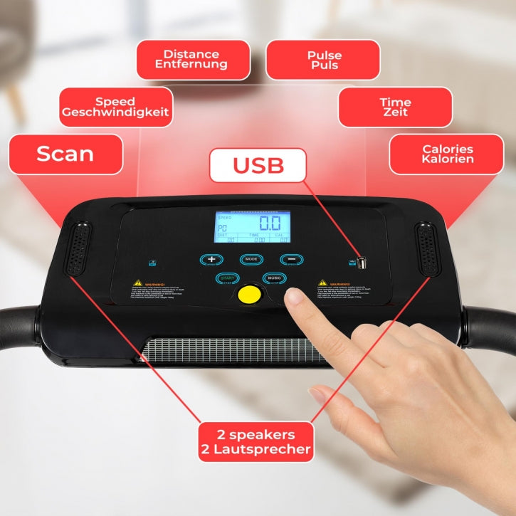 Physionics Juoksumatto Kokoontaitettava LED-Näyttö Max. 100kg