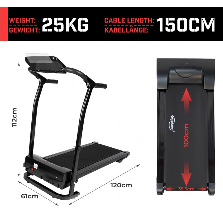 Physionics Juoksumatto Kokoontaitettava LED-Näyttö Max. 100kg