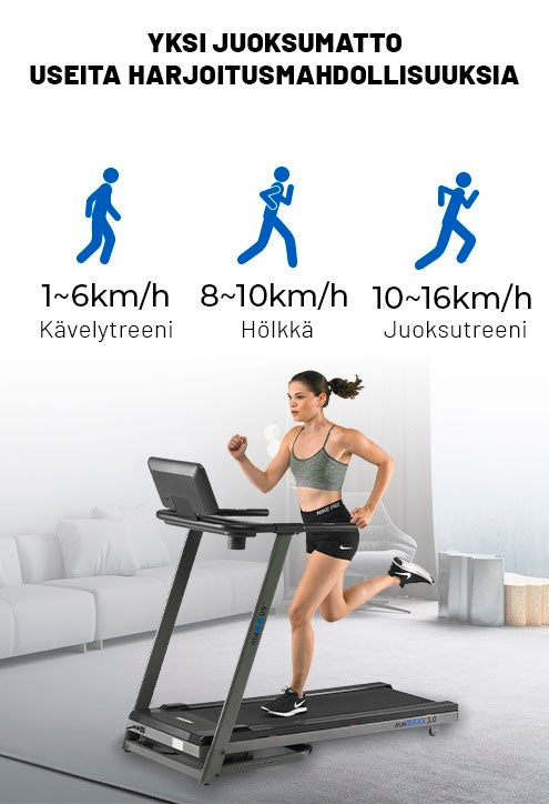 Juoksumatto MAXXUS RunMaxx 3.0  – Kokoontaitettava, 16 km/h, 12 Kaltevuustasoa, max. 100 kg