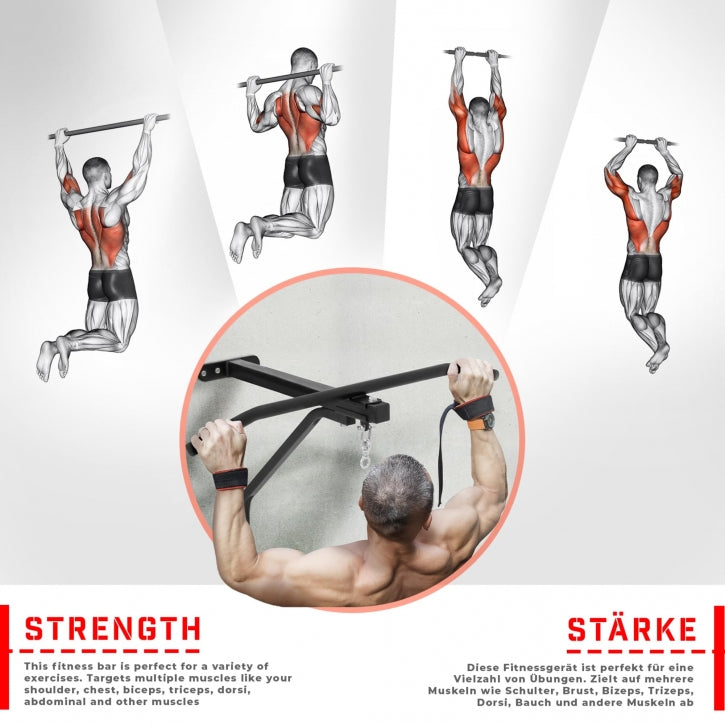 Physionics nyrkkeilysäkin seinäteline leuanvetotangolla