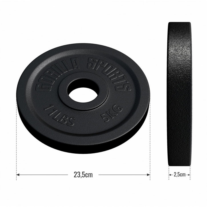 Levypaino 5kg, 50mm Rautainen Levypaino, Musta