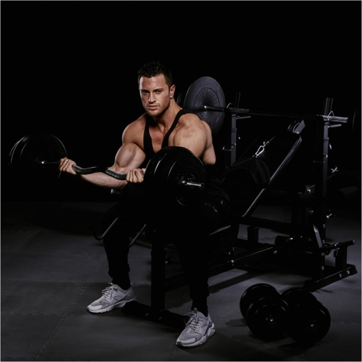 Säädettävä Monitoimipenkki / Painonnostopenkki Ø 30/31mm Levypainoille Max. 280kg Black Edition