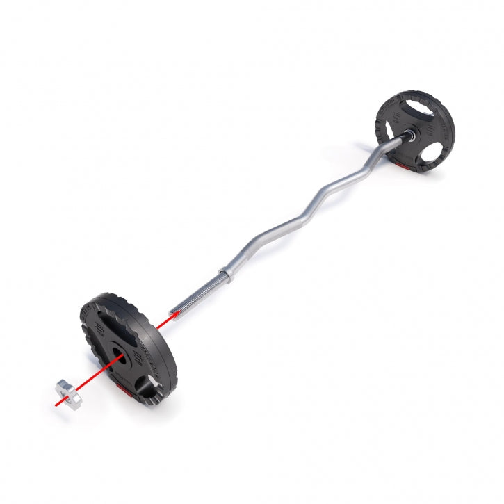 Levytankosarja 25kg / Vinyyli Tri Grip Levypainot + EZ Kulmatanko 120cm, Ø 30/31mm