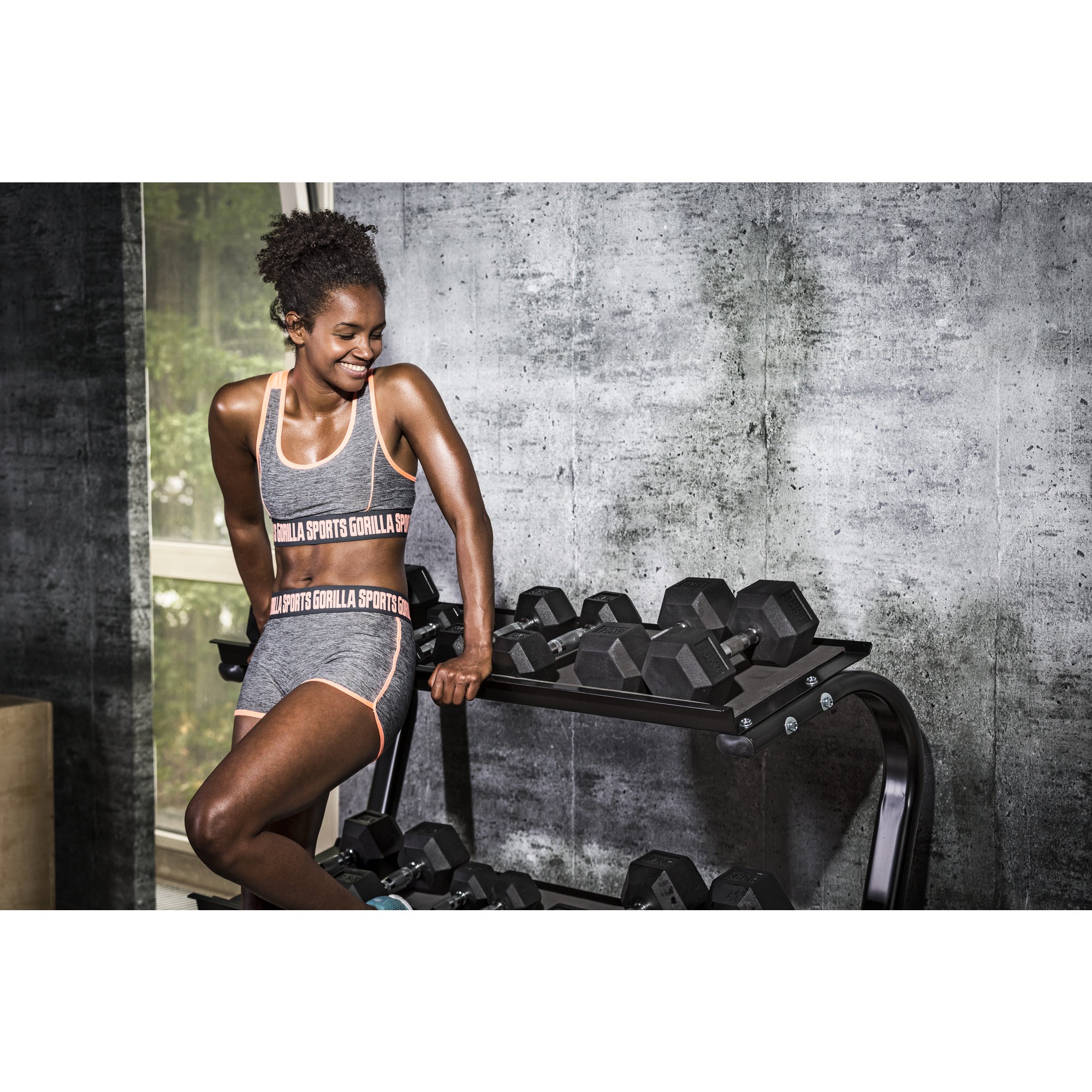 Käsipainoteline Hexagon Käsipainoille 2-Tasoinen 143x66x100cm Max. 500kg Musta