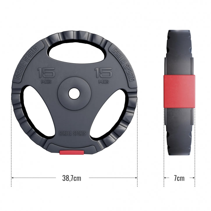 Levypainot 2x15kg, 30mm Vinyylipainot Otekahvoilla, Musta