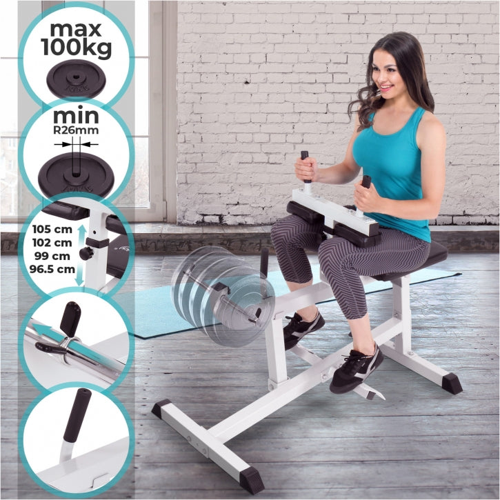 Physionics Pohjelaite Säädettävä Pehmustettu Ø 25mm Levypainoille Valkoinen