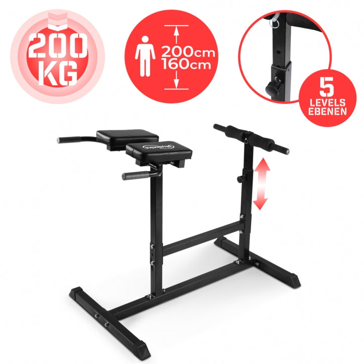 Physionics Hyperextension Selkäpenkki / Selkälihaslaite Säädettävä Musta