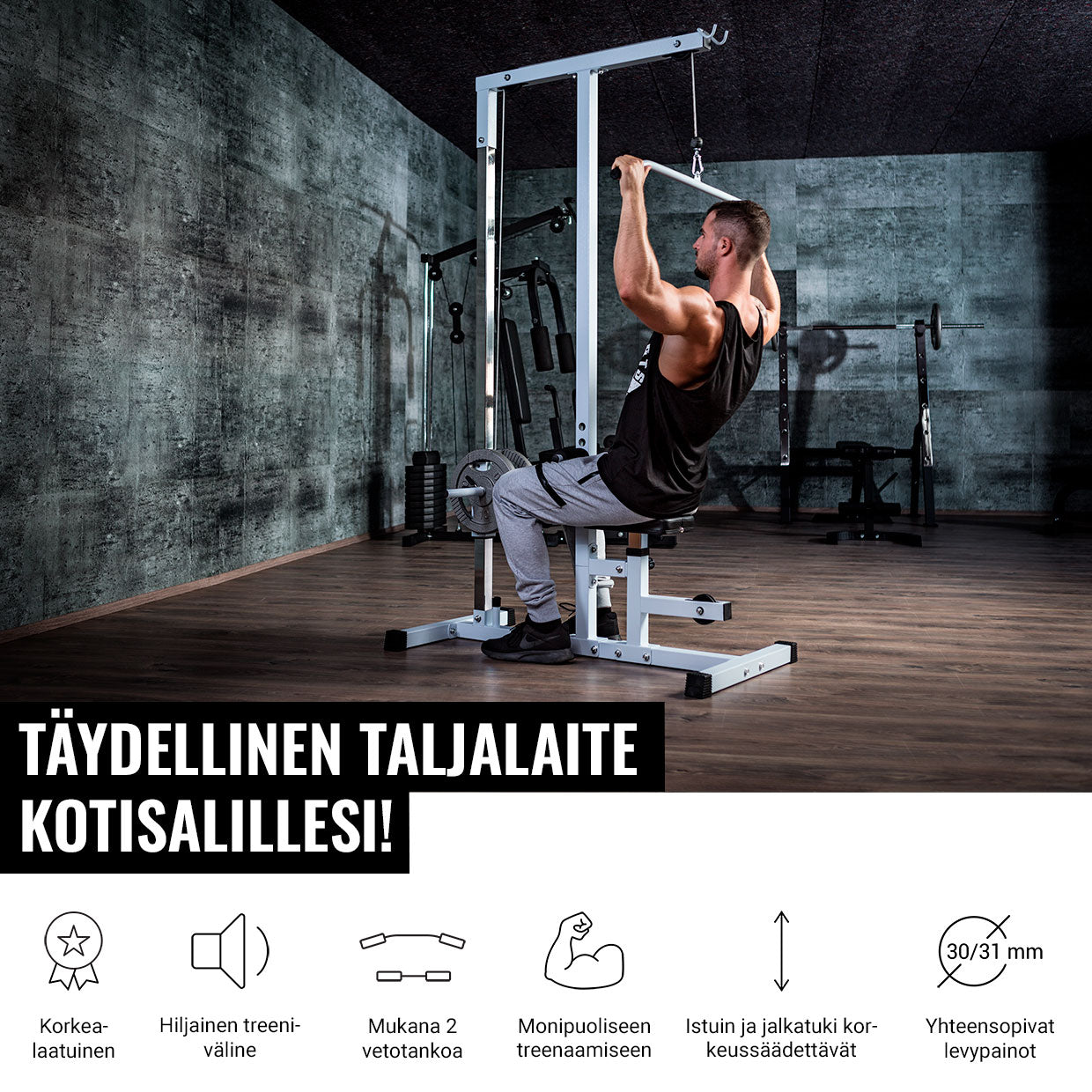 Ala- Ja Ylätalja Yhdistelmä Penkillä Ø 30/31mm Levypainoille Valkoinen