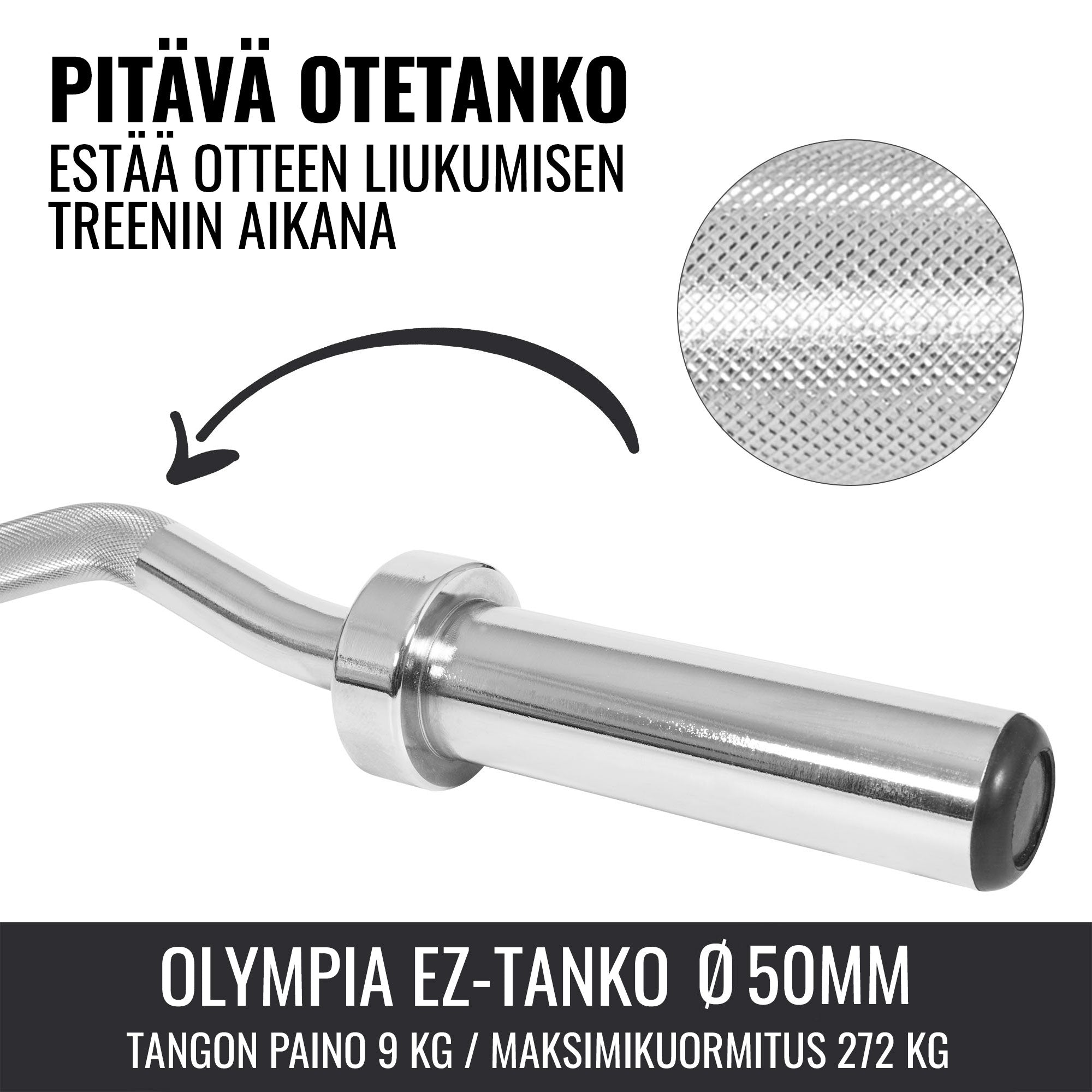 Olympia EZ Mutkatanko 120cm ja Käsipainotangot 51cm + Levypainot Ø 50/51mm