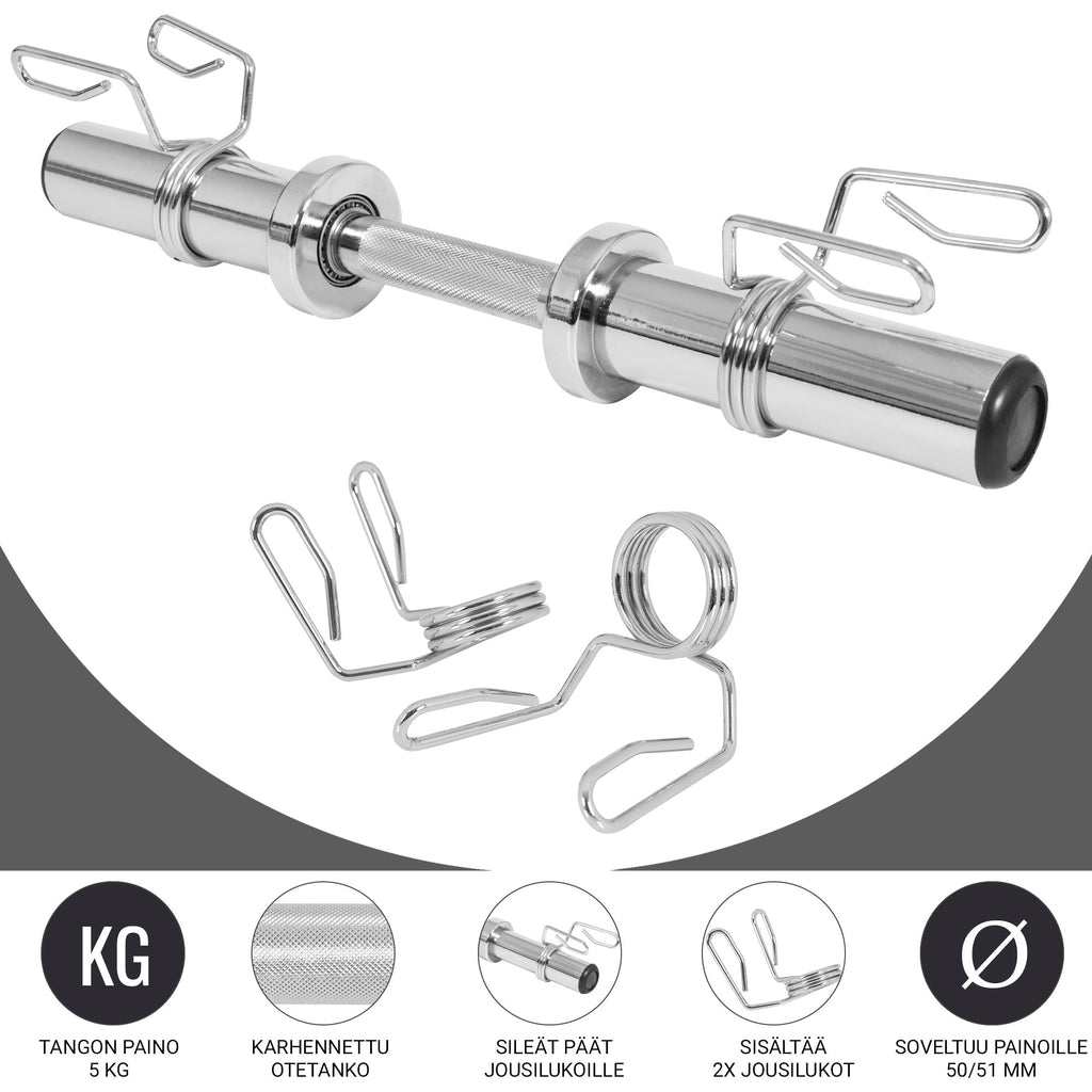 Olympia EZ Mutkatanko 120cm ja Käsipainotangot 51cm + Levypainot Ø 50/51mm