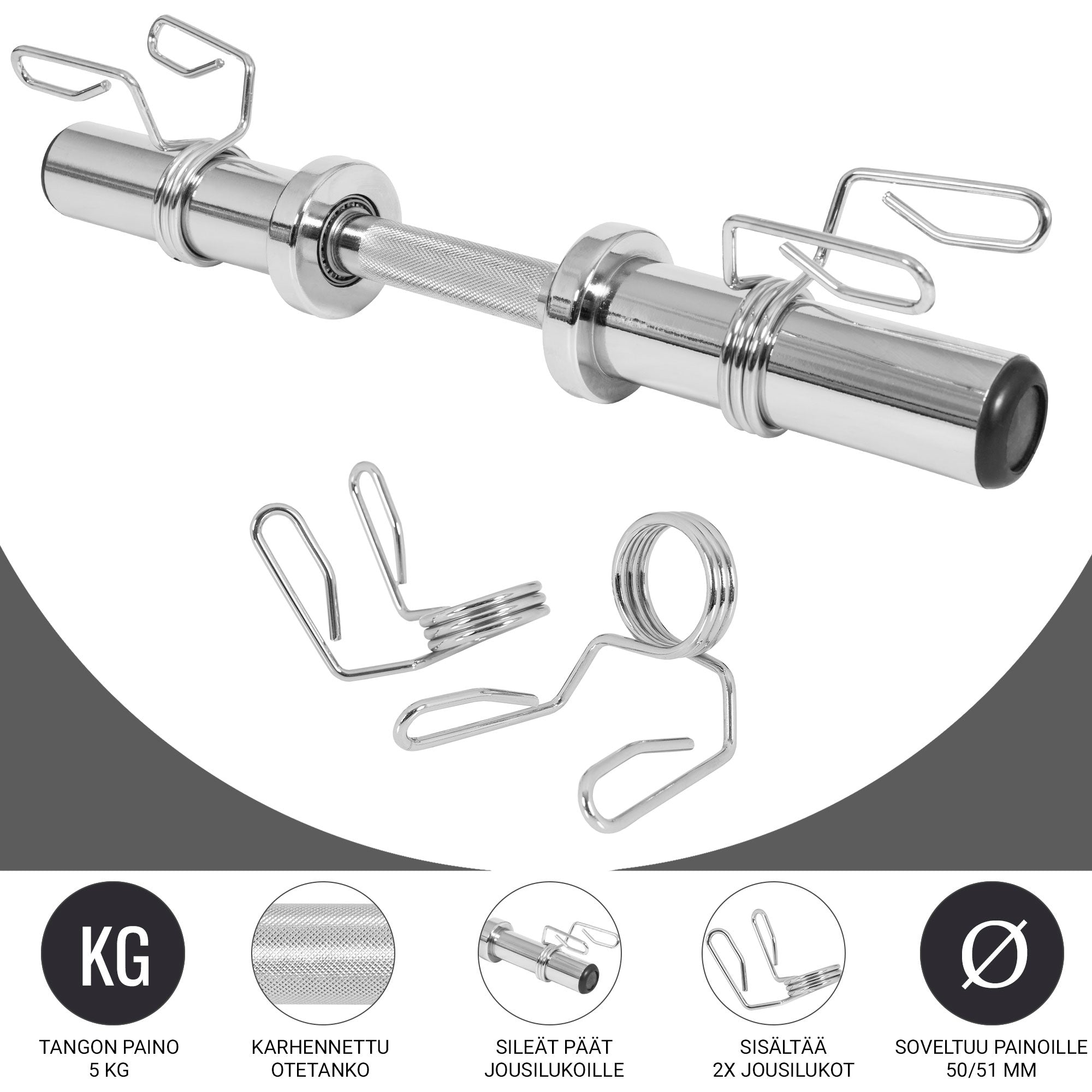 Olympia EZ Mutkatanko 120cm ja Käsipainotangot 51cm + Levypainot Ø 50/51mm