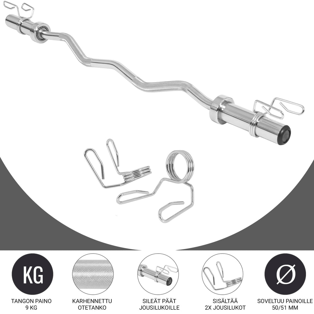 Olympia EZ Mutkatanko 120cm ja Käsipainotangot 51cm + Levypainot Ø 50/51mm