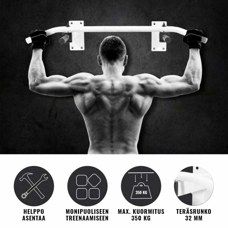 Seinään Kiinnitettävä Leuanvetotanko 101x51x20cm Teräs Valkoinen