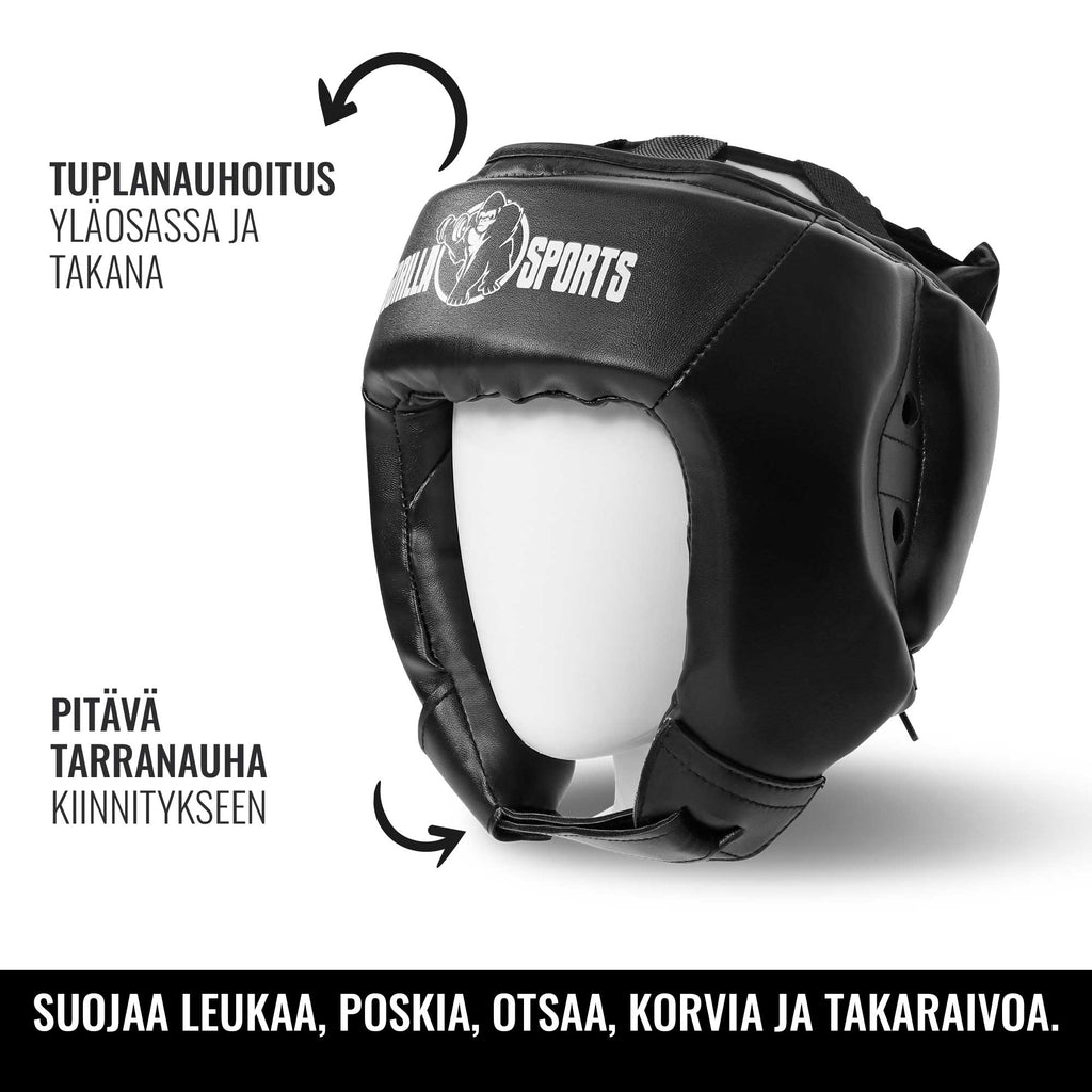 Nyrkkeilykypärä S-L, Musta, Nahka