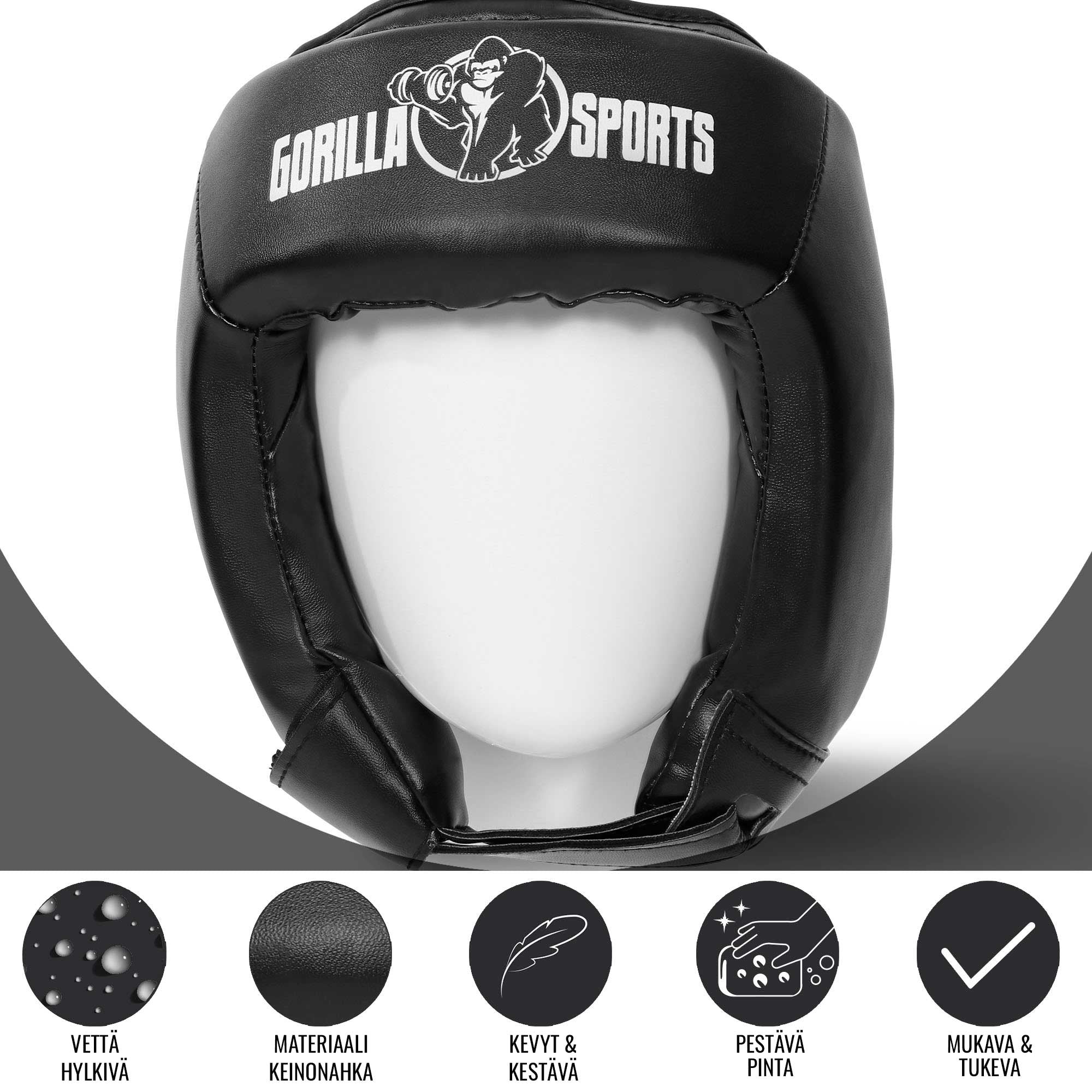 Nyrkkeilykypärä S-L, Musta, Nahka