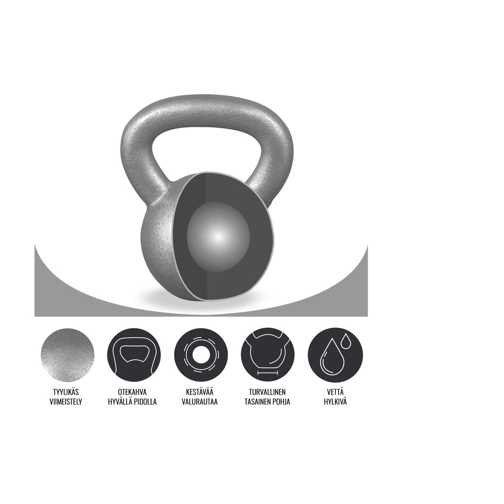 Valurautaiset Kahvakuulat 2 kg - 32 kg, Harmaa