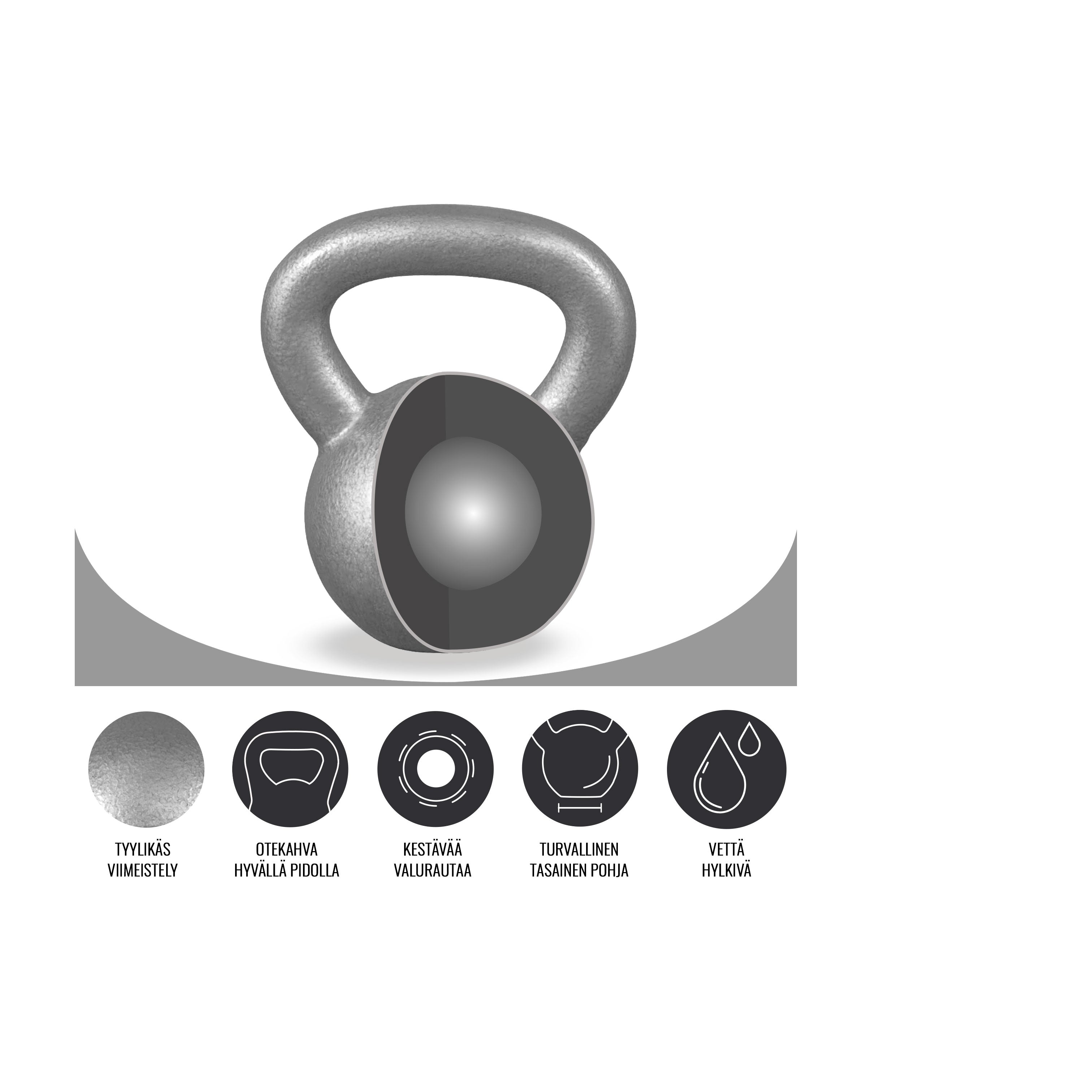 Kahvakuula Setti 4kg, 8kg ja 12kg, Harmaa, Valurauta