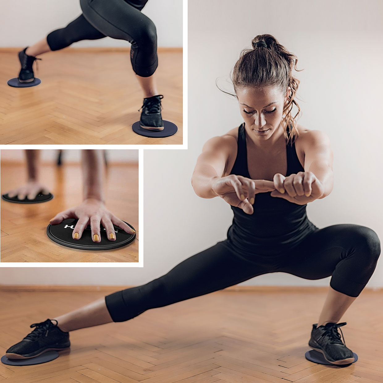 Liukutyynyt / Liukukiekko 17,5x0,8cm + Säilytyspussi Musta