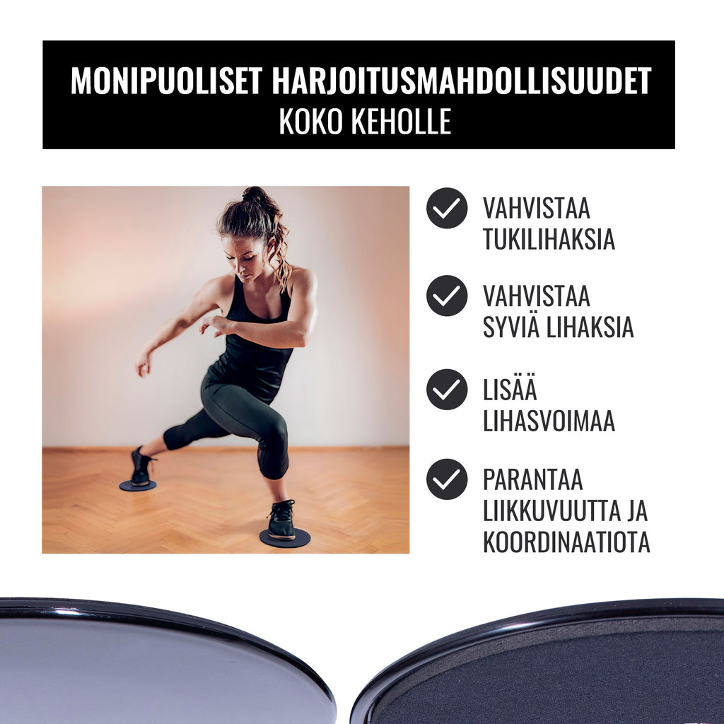 Liukutyynyt / Liukukiekko 17,5x0,8cm + Säilytyspussi Musta