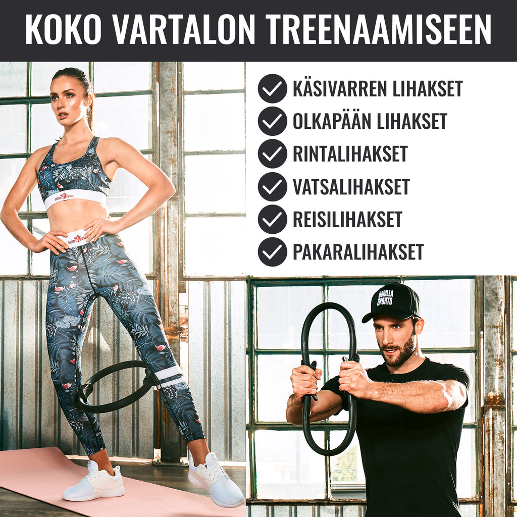Pilatesrengas 39cm, Ergonomiset Kahvat, Musta