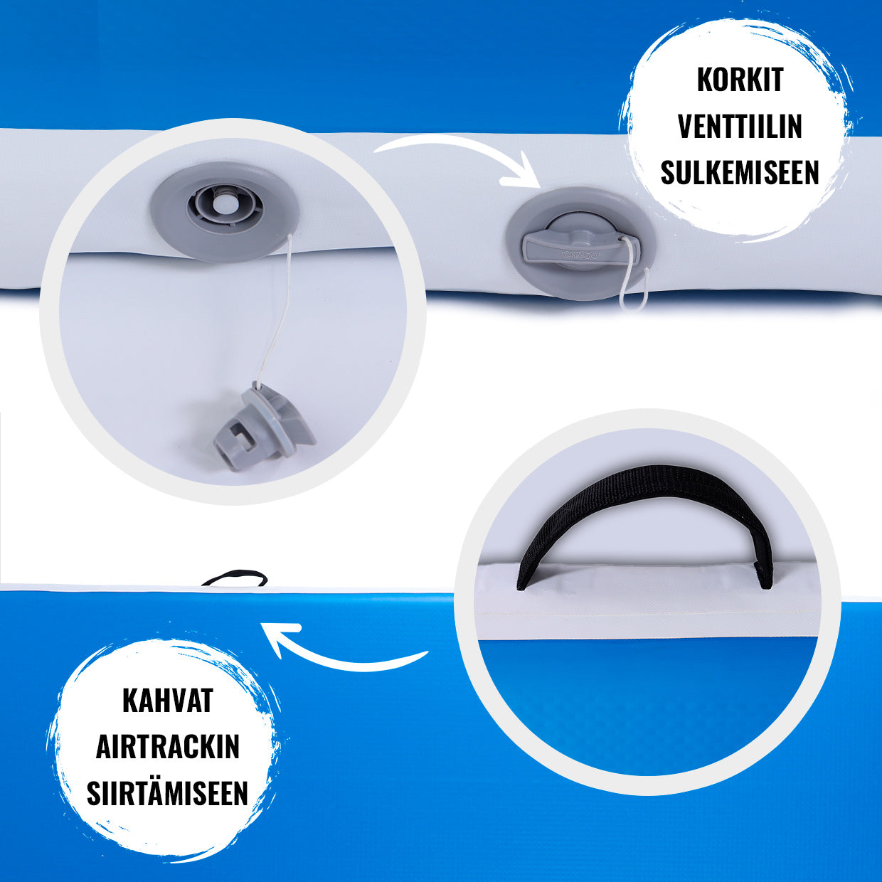 AirTrack Ilmavolttirata 500x100x10cm 2-Kerroksinen PVC Sininen/Valkoinen