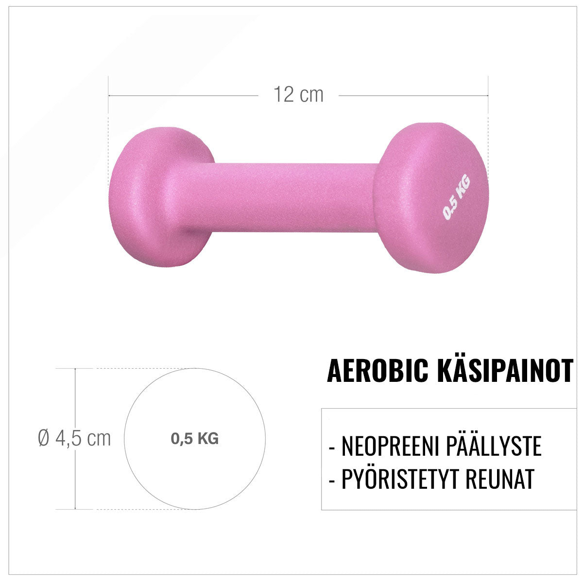 Aerobic / Vinyylikäsipainot 0,5kg - 5kg Valurautaydin 2kpl