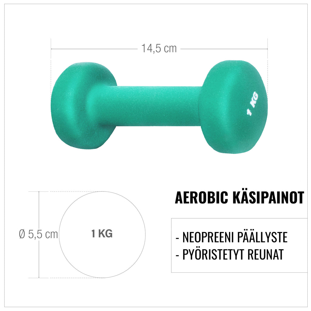 Aerobic / Vinyylikäsipainot 0,5kg - 5kg Valurautaydin 2kpl