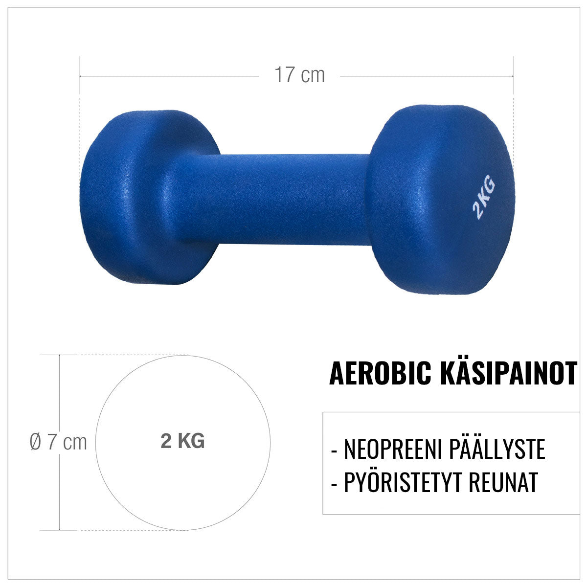 Aerobic / Vinyylikäsipainot 0,5kg - 5kg Valurautaydin 2kpl