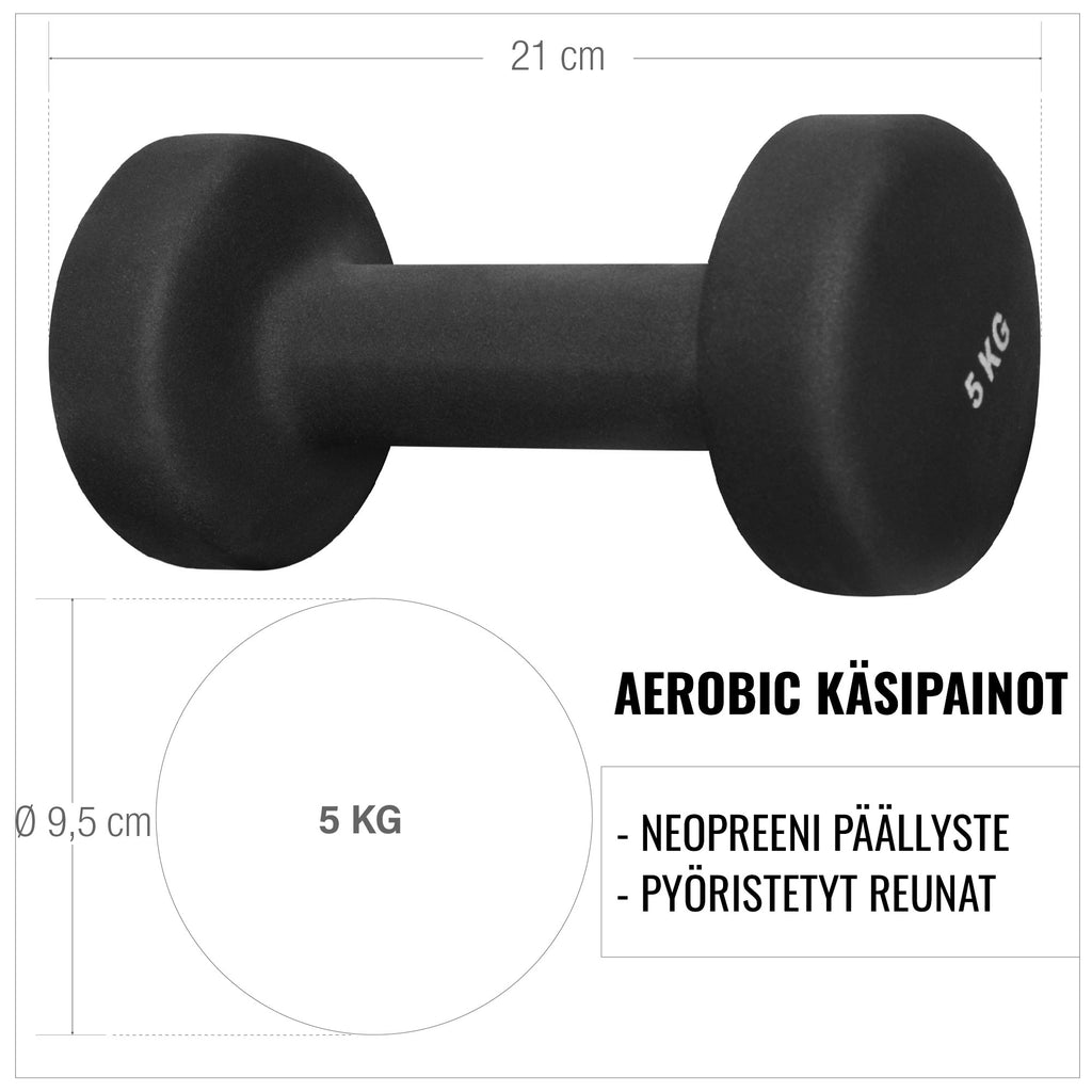 Aerobic / Vinyylikäsipainot 0,5kg - 5kg Valurautaydin 2kpl