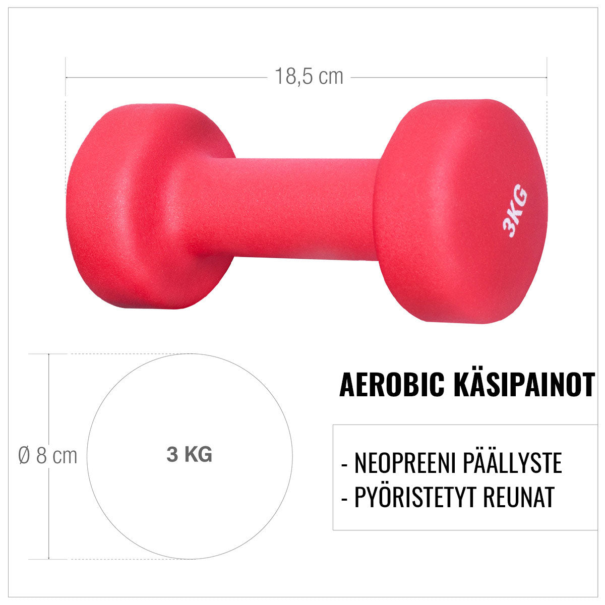Aerobic / Vinyylikäsipainot 0,5kg - 5kg Valurautaydin 2kpl