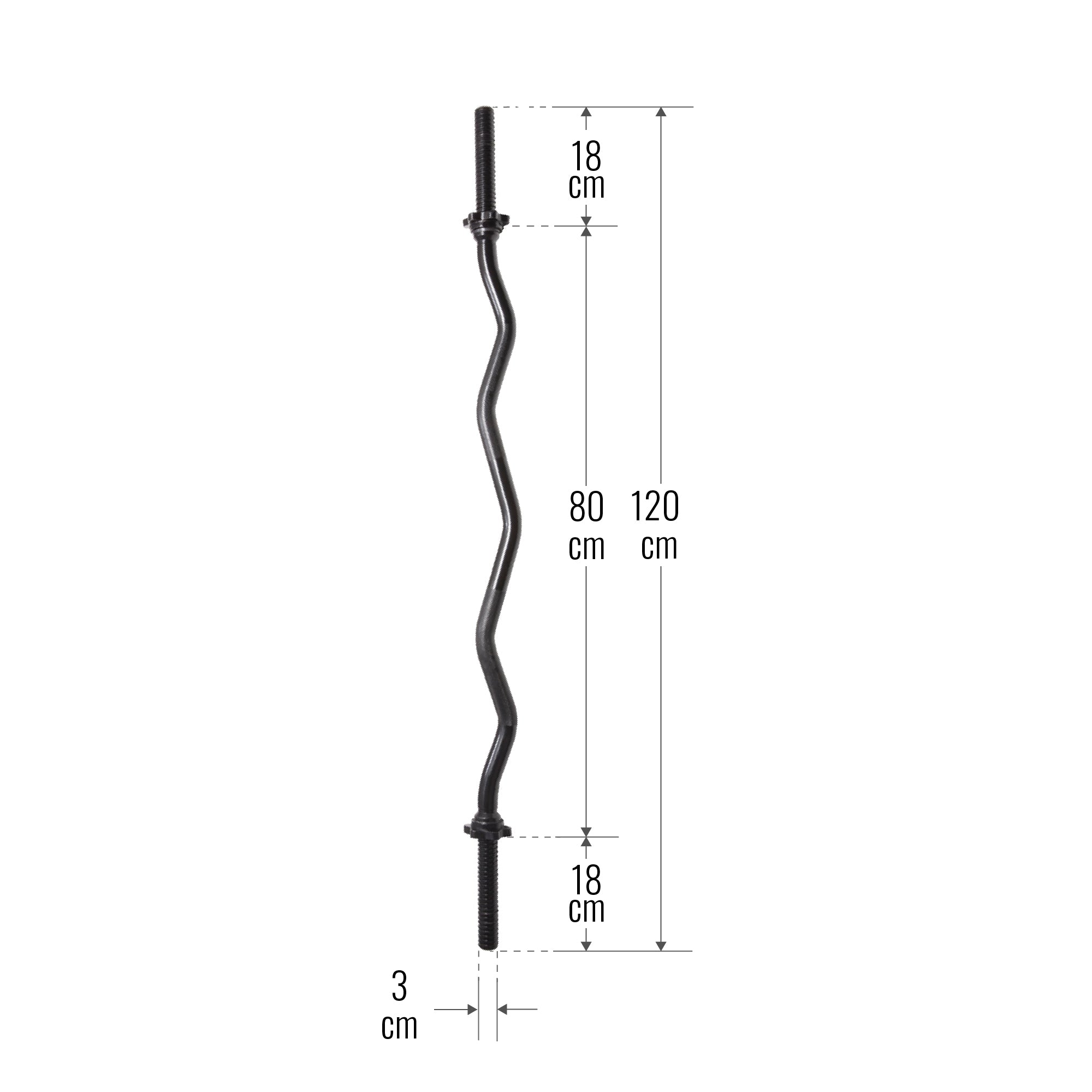 Hauistanko Kierrelukoilla EZ Kulmatanko 120cm, Ø 30mm, 8kg Musta