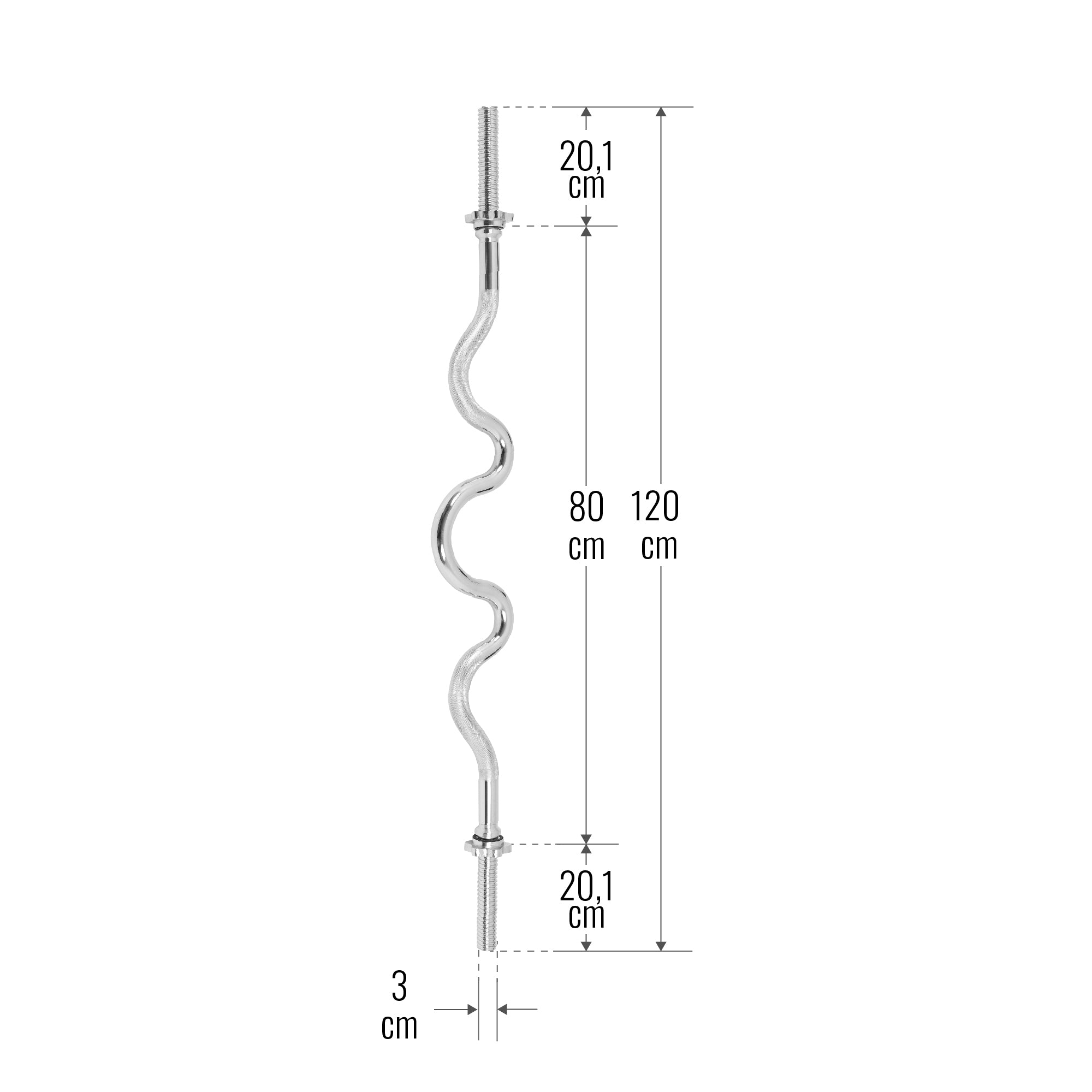 Hauistanko Super EZ Kulmatanko Kierrelukoilla 120cm, Ø 30mm, 10kg Kromi