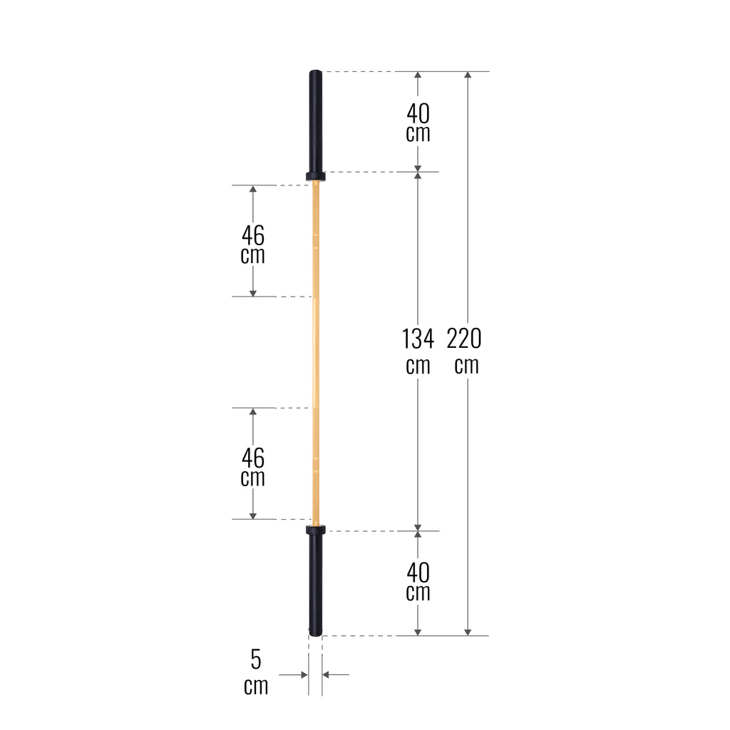 Olympia Levytanko 220cm, Ø 50mm, 20kg Kulta/Musta