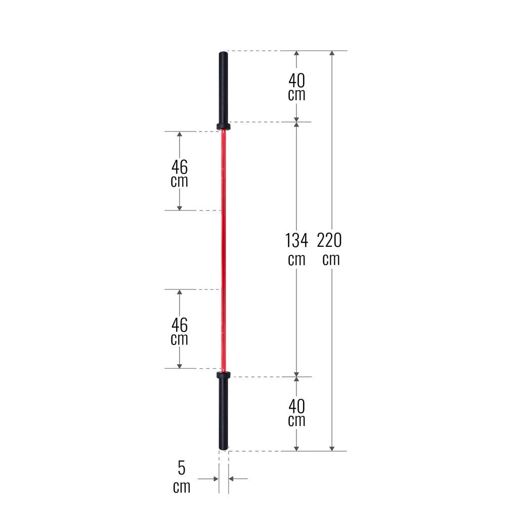 Olympia Levytanko 220cm, Ø 50mm, 20kg Punainen/Musta