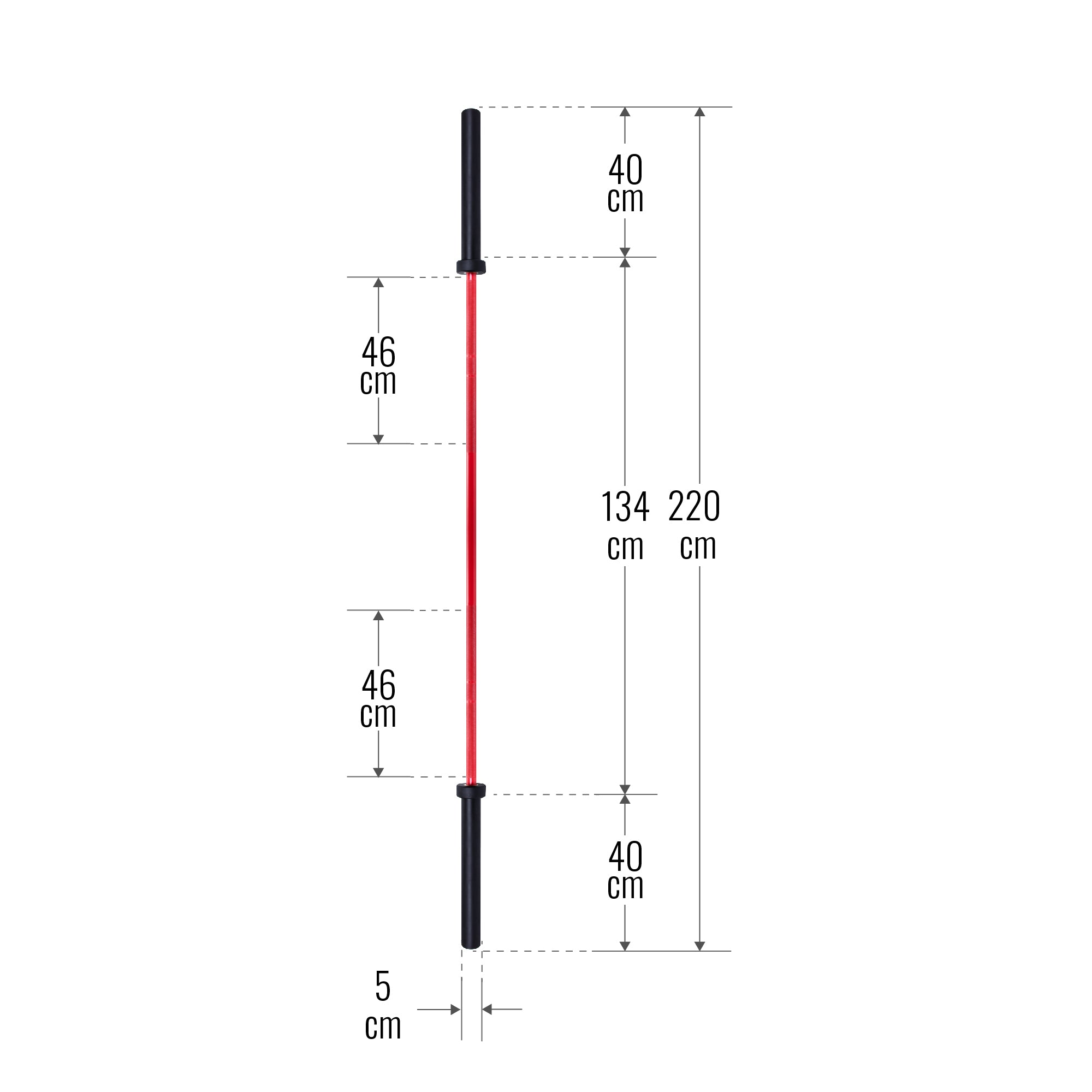 Olympia Levytanko 220cm, Ø 50mm, 20kg Punainen/Musta