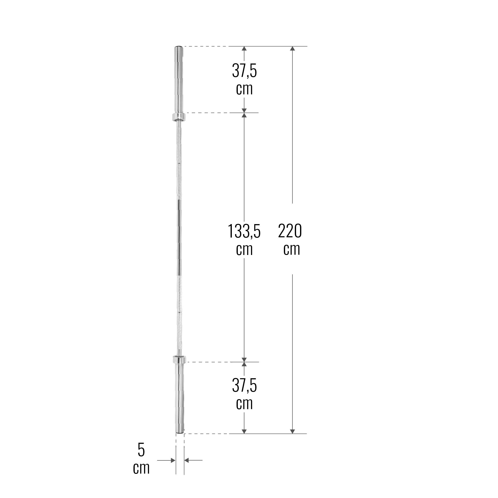 Olympia Levypainotanko Jousilukoilla 220cm, Ø 50mm, 20kg Kromi