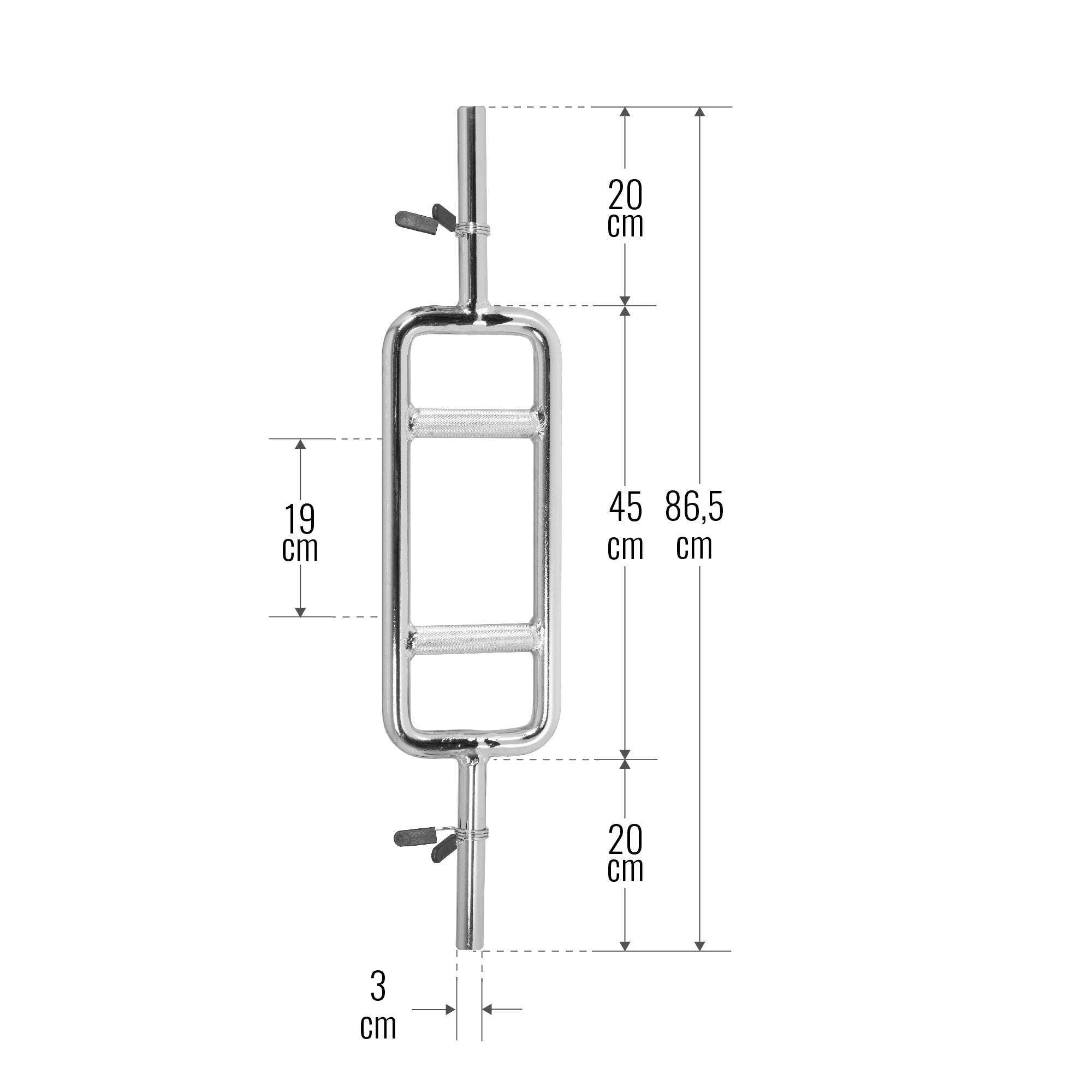 Ojentajatanko / Swiss Bar Jousilukoilla 86.5x18cm, Ø 30mm, 10kg Kromi