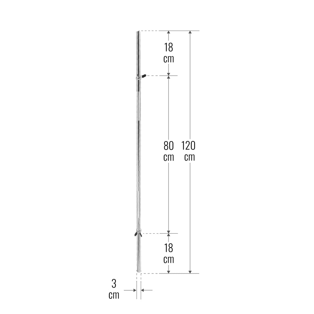 Suora Levytanko / Painonnostotanko Jousilukoilla 120cm, Ø 30mm, 8kg Kromi