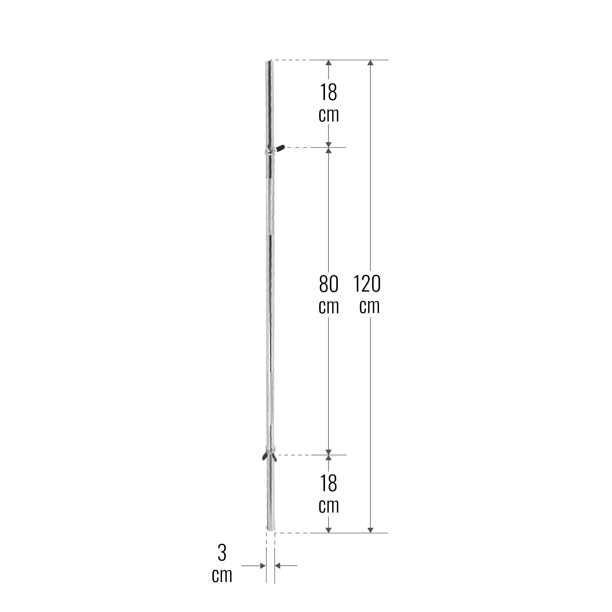 Suora Levytanko / Painonnostotanko Jousilukoilla 120cm, Ø 30mm, 8kg Kromi
