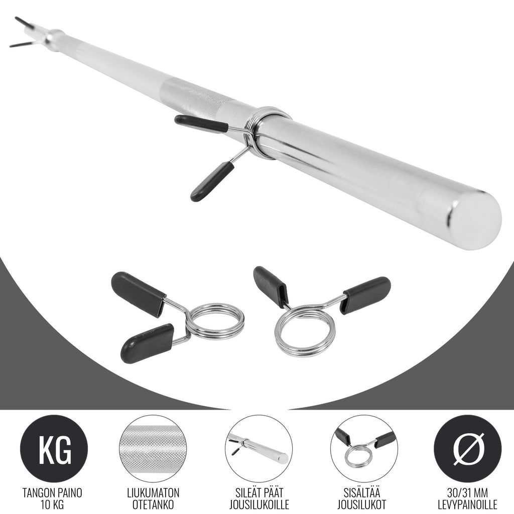 Suora Levytanko / Painonnostotanko Jousilukoilla 170cm, Ø 30mm, 10kg Kromi