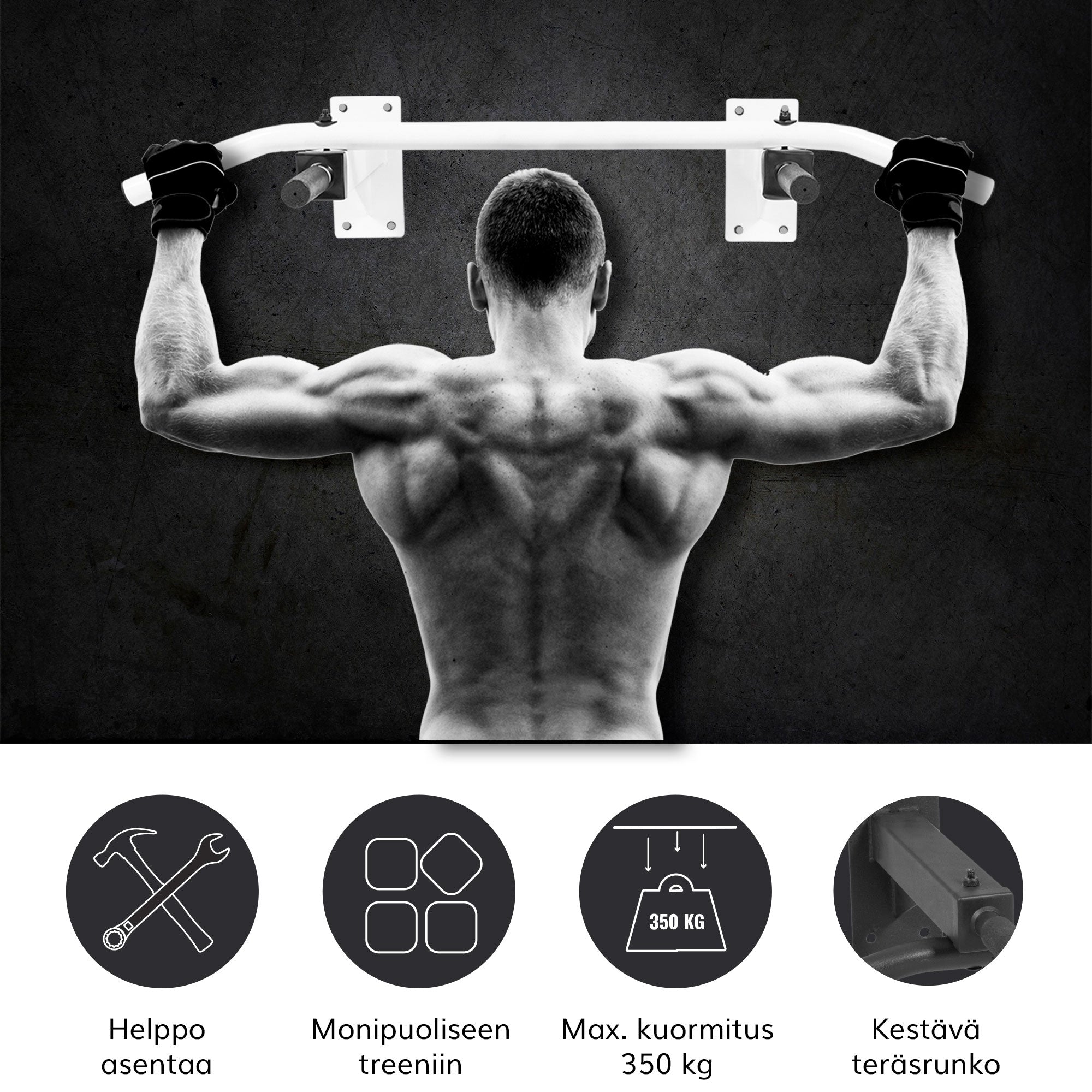 Seinään Kiinnitettävä Leuanvetotanko 101x51x20cm Teräs Musta