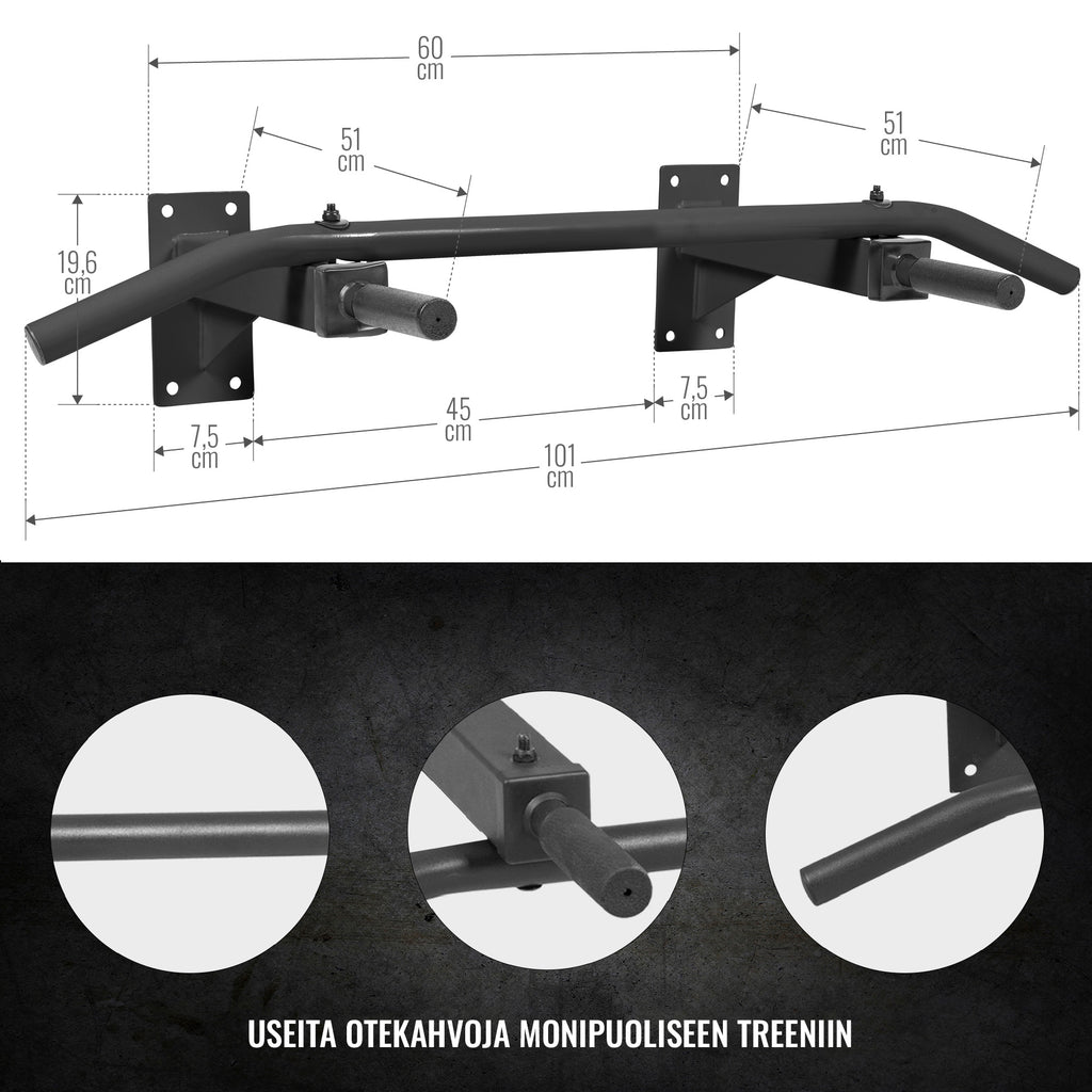 Seinään Kiinnitettävä Leuanvetotanko 101x51x20cm Teräs Valkoinen