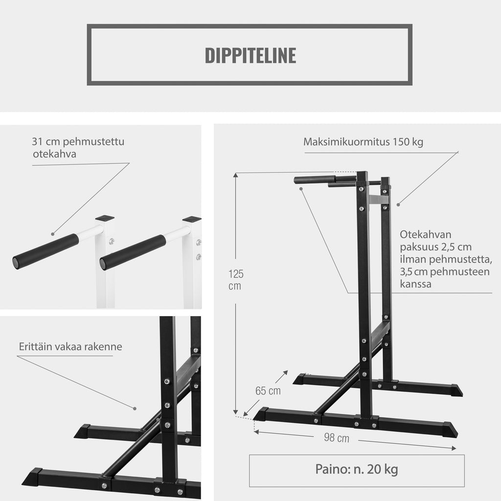 Dippiteline / Dippipenkki Kotiin Pehmustetut Otekahvat 98x65x125cm Black Edition