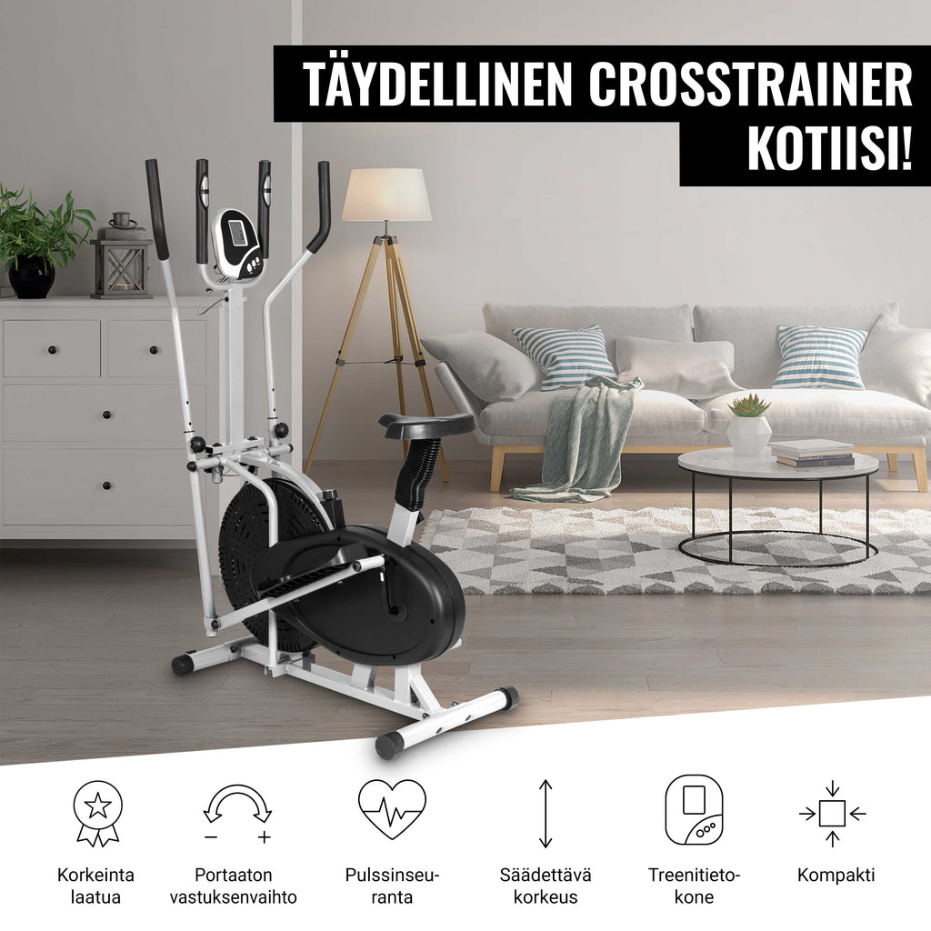 Crosstrainer Korkeussäädettävällä Satulalla Ja Kahvoilla 1,8kg Vauhtipyörällä Musta/Harmaa