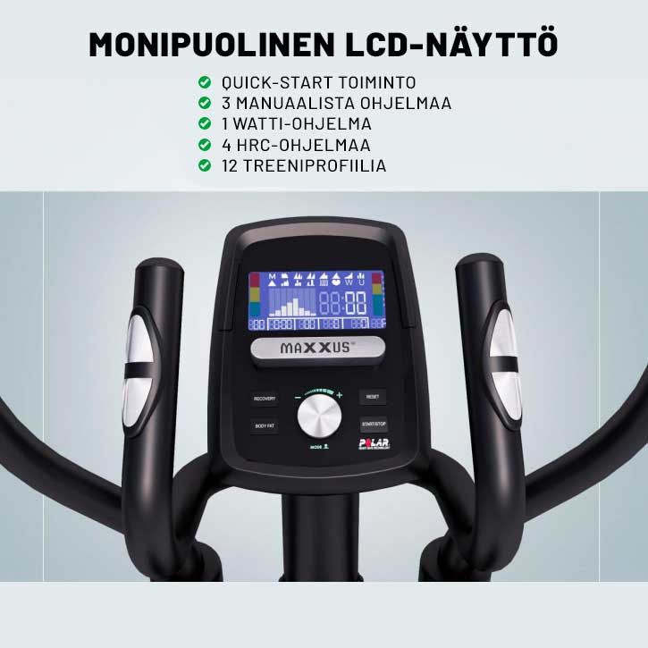 MAXXUS Crosstrainer CX 3.0 Magneettivastuksella 26kg Vauhtipyörällä