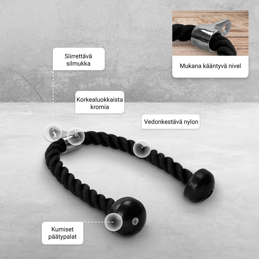 Ojentajaköysi Taljaan 100cm, 1kg, Max. 120kg Nailon/Kumi Musta