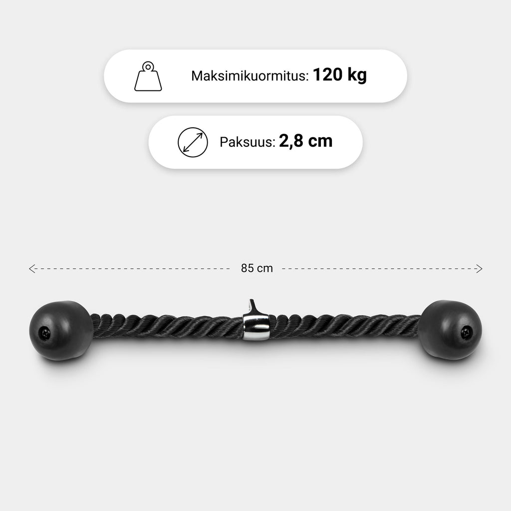 Ojentajaköysi Taljaan 85cm, 1kg, Max. 120kg Nailon/Kumi Musta
