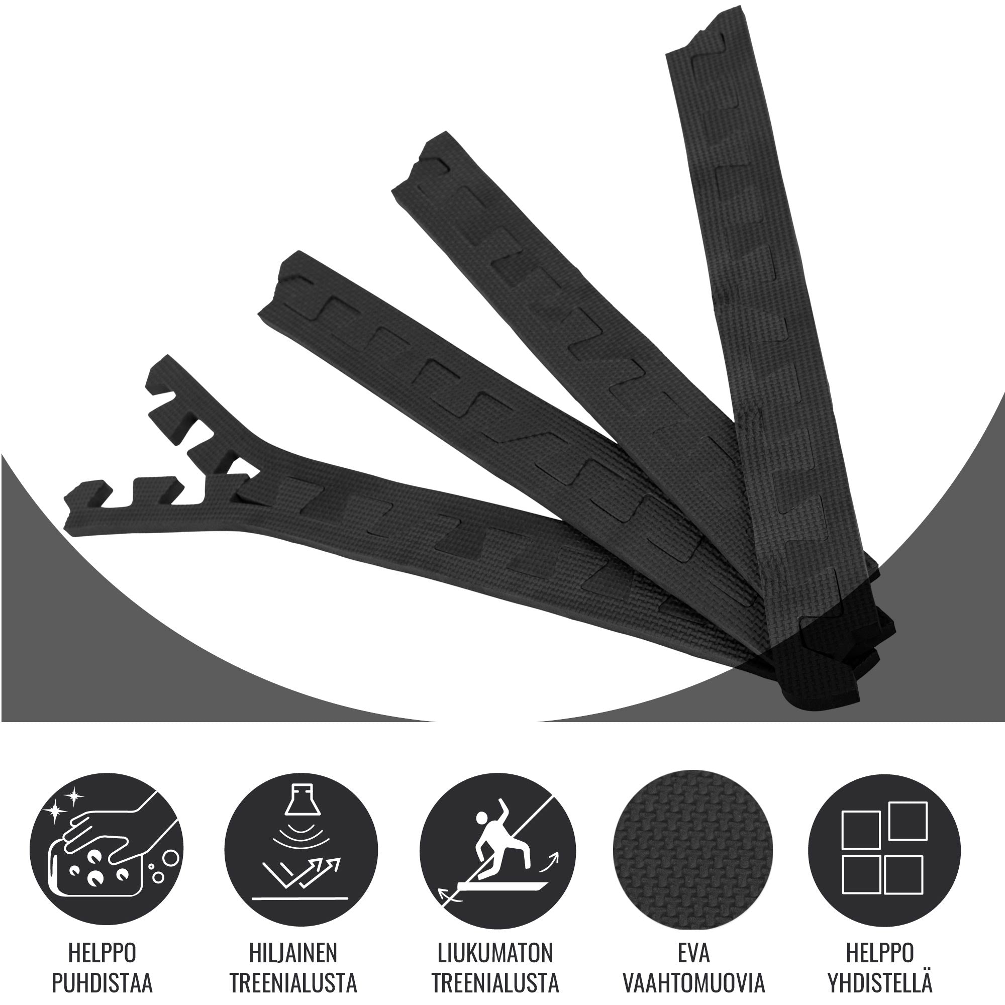 Suojamaton / Palamaton Reunapalat 8kpl 62,5x1,2cm EVA-Vaahtomuovi Musta