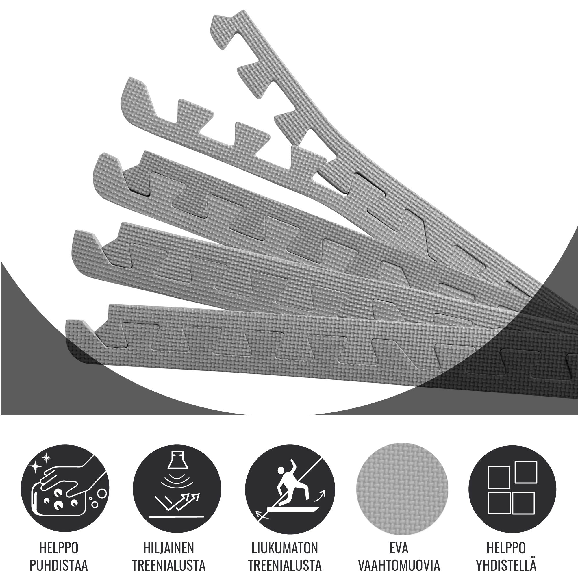 Palamaton / Suojamaton Reunapalat 8kpl 62,5x1,2cm EVA-Vaahtomuovi Harmaa