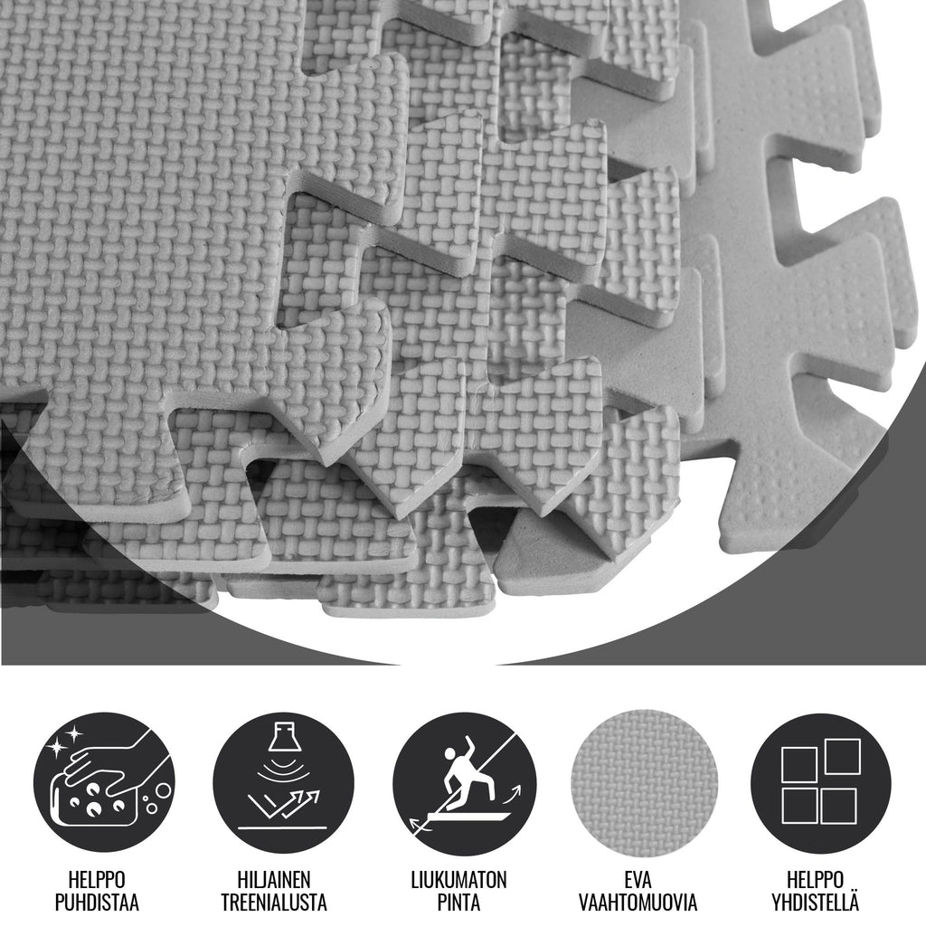 Treenimatto / Palamatto, 8 Palaa 60x60x1,2cm EVA-Vaahtomuovi Harmaa
